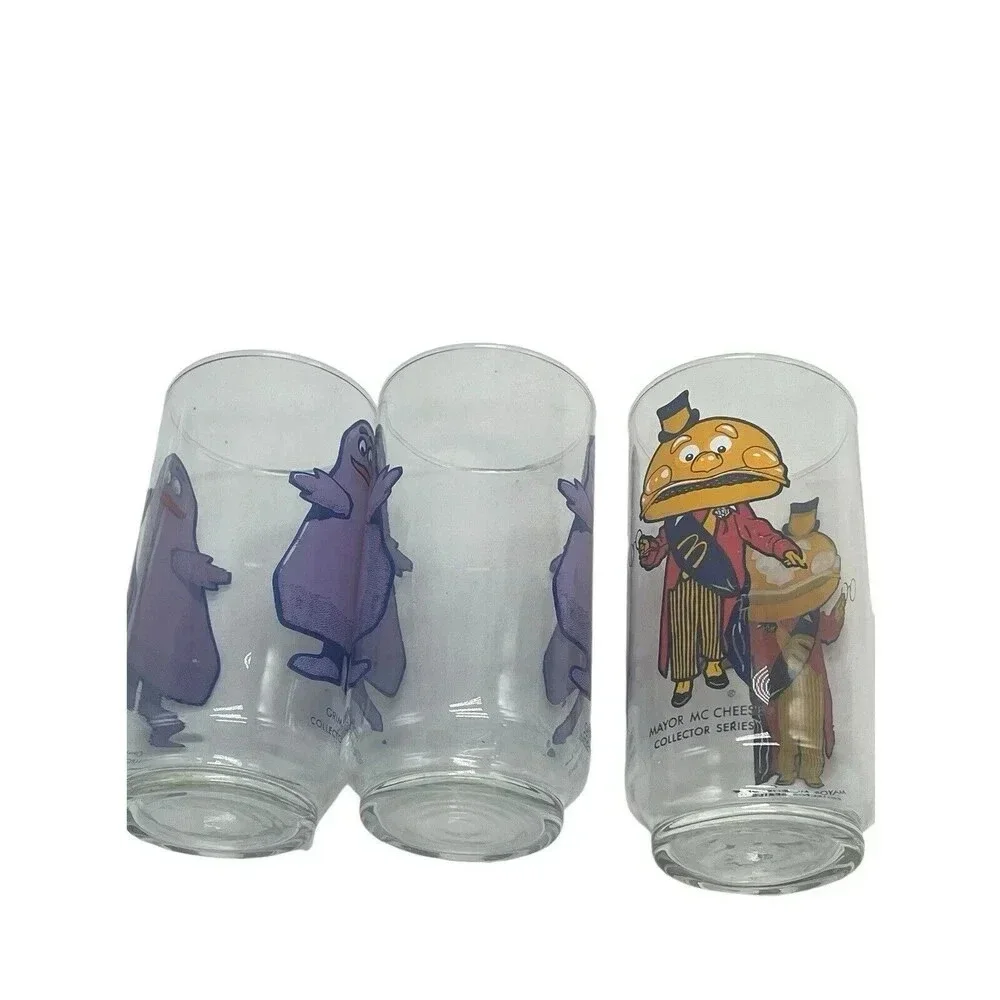McDonalds McDonaldland Action Series Glasses Set Of 4 VINTAGE 1977 RARE